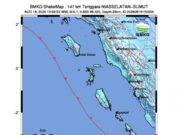 BNPB: Gempa M 6.1 Guncang Perairan Nias Selatan, Tidak Berpotensi Tsunami